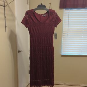 Elegant Burgundy Lace Dress